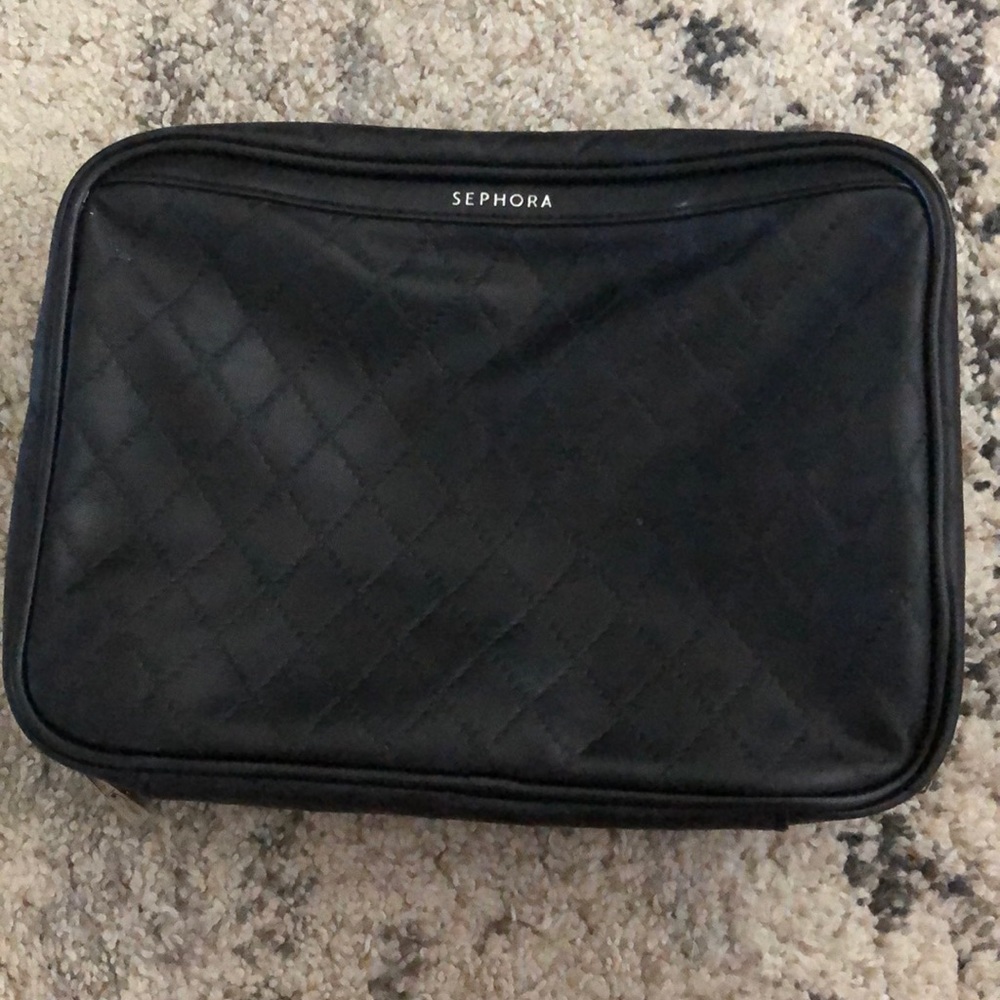 Black faux leather toiletry bag from Sephora